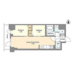 ドゥーエ南砂町II 6階2LDKの間取り