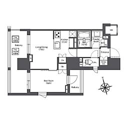 LIBR GRANT 西新宿EAST 8階1LDKの間取り