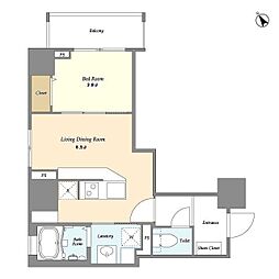 コンパルティア東長崎 9階1LDKの間取り