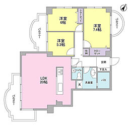ブロンズストーン宇田川 1階3LDKの間取り