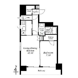 アリュージュ両国 8階1LDKの間取り