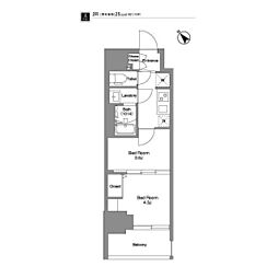 ＢＰＲレジデンス王子イースト 7階2Kの間取り