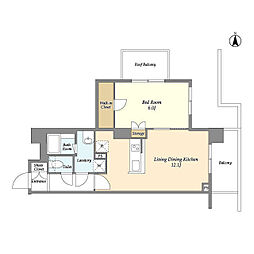 アメニティー自由が丘 4階1LDKの間取り