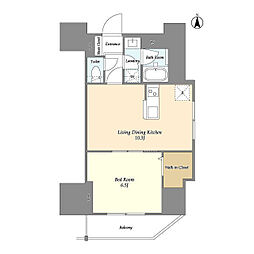 スコレサイト池袋 13階1LDKの間取り