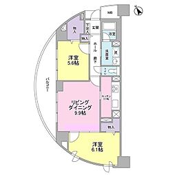 アーバンライフ月島駅前ウエスト 9階2LDKの間取り