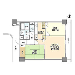 ニューハイツ新神楽坂 2LDKの間取図画像