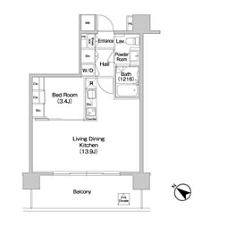 コンフォリア南砂町 1LDKの間取図画像