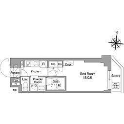 コンフォリア・リヴ大崎 1Kの間取図画像