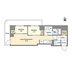 ドゥーエ尾久 2LDKの間取図画像