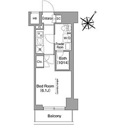 コンフォリア・リヴ横浜阪東橋 1Kの間取図画像