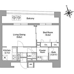 コンフォリア・リヴ八丁堀 1LDKの間取図画像