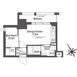 BluRock後楽園 1DKの間取図画像