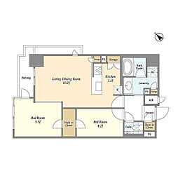 ライトテラス蔵前 1SLDKの間取図画像