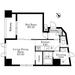 ププレ八丁堀 1LDKの間取図画像