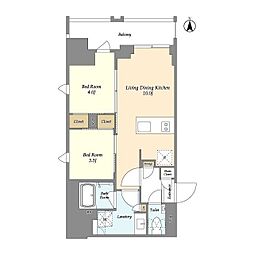 ドゥーエ府中I 2LDKの間取図画像