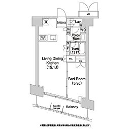 コンフォリア芝浦バウハウス 1LDKの間取図画像