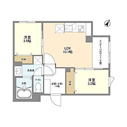 ウェルスクエア目黒 2LDKの間取図画像