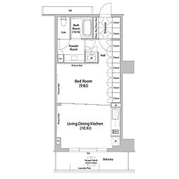 飯田橋ガーデン 1LDKの間取図画像