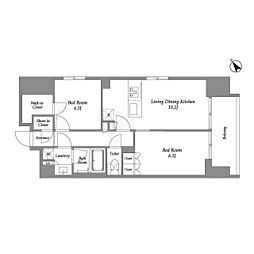 シーズンフラッツ大森西 2LDKの間取図画像