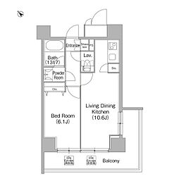 コンフォリア白金高輪 1LDKの間取図画像
