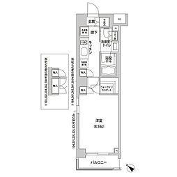 エミネンスガーデン鵜の木 1Kの間取図画像