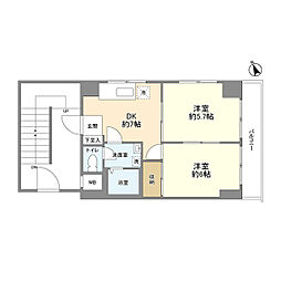 YMTプレイス1 2DKの間取図画像