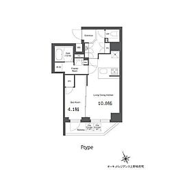オーキッドレジデンス上野稲荷町 1LDKの間取図画像