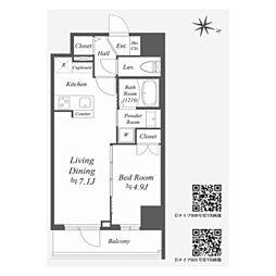 AlphaPrime東陽町 1LDKの間取図画像