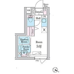 デュオメゾン池袋オヴェスト ワンルームの間取図画像