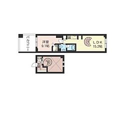 レジデンスシャルマン月島 1LDKの間取図画像
