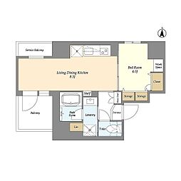 ドゥーエ両国V 1LDKの間取図画像