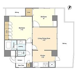 東急ドエルアルス巣鴨 2LDKの間取図画像