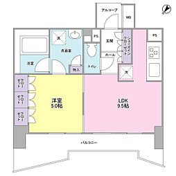 LaSante五反田 1LDKの間取図画像