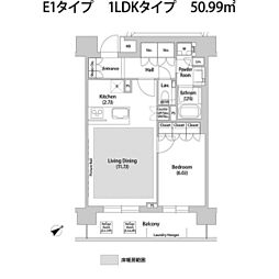ソアラノーム大岡山 1LDKの間取図画像