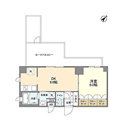 バウスフラッツ品川大井町 1DKの間取図画像