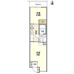 バウムプラッツ 2Kの間取図画像