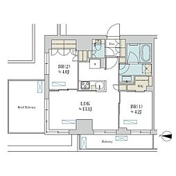 Brillia ist 清澄庭園 2LDKの間取図画像