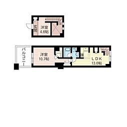 レジデンスシャルマン月島 2LDKの間取図画像