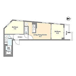 TASUKI RICHESSE 目黒本町 2DKの間取図画像
