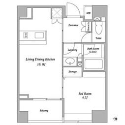 BPRレジデンス蔵前 1LDKの間取図画像