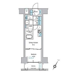 プレディアコート森下テラス 1DKの間取図画像
