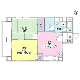 ソアーハウス 2DKの間取図画像