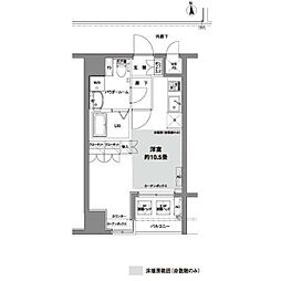 コンフォリア芝公園 ワンルームの間取図画像