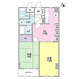 メゾーネ・ジュンビッグ 2DKの間取図画像