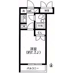 スカイヒル生田 1Kの間取図画像
