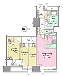 三田ガーデンヒルズE棟 3LDKの間取図画像