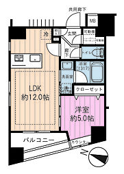 シティインデックス千代田岩本町 1LDKの間取図画像