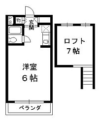 ラピーヌ久米田 1Kの間取図画像