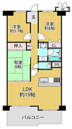 コスモ八尾 3LDKの間取図画像