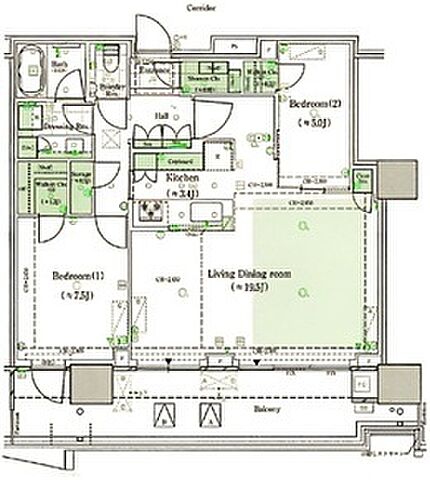 間取り HARUMI FLAG PARK VILLAGET棟 39階/-